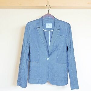FrontRow + Jain Song Women's Blue White Striped Preppy Blazer Lightweight Medium